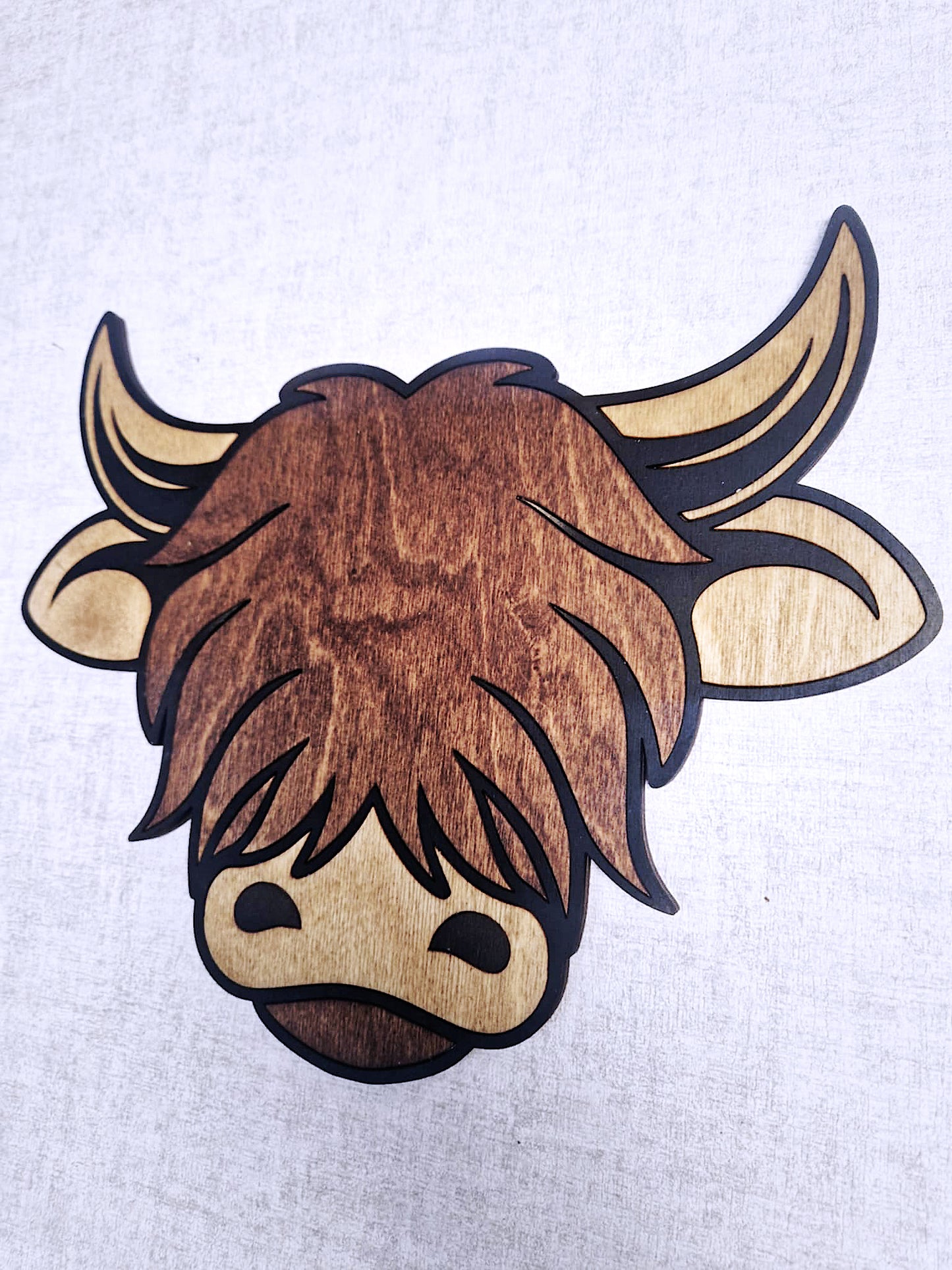 Wooden Highland cow wall art