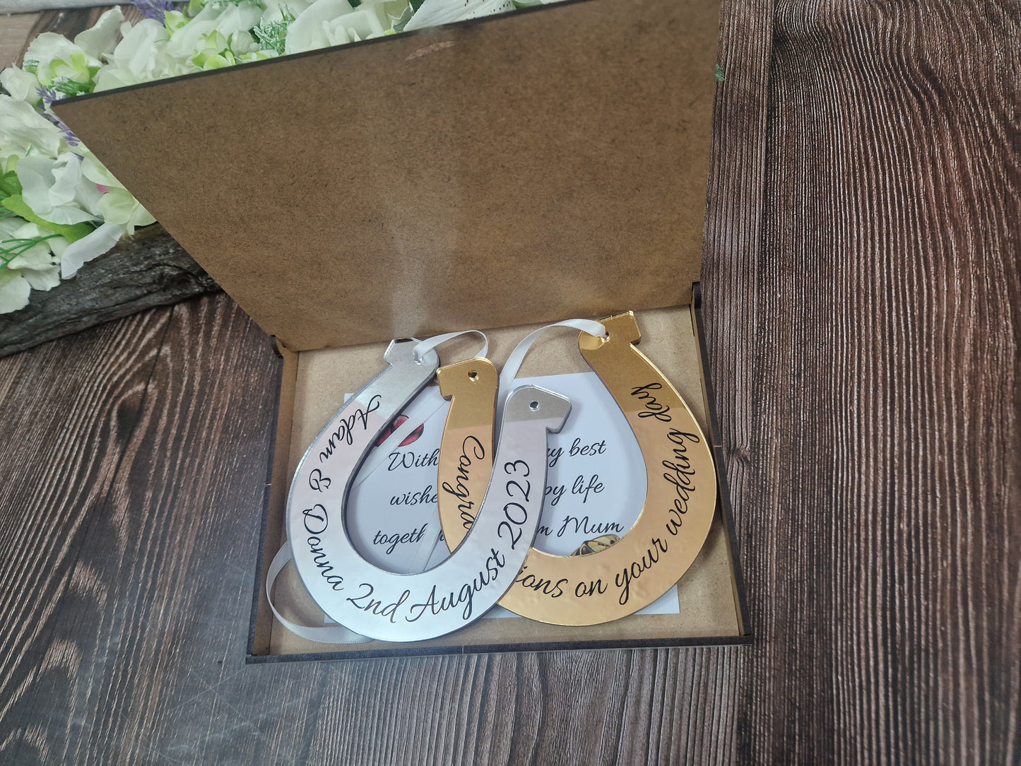 Personalised acrylic wedding double horse shoe