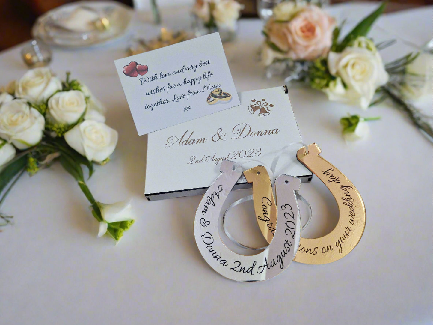 Personalised acrylic wedding double horse shoe