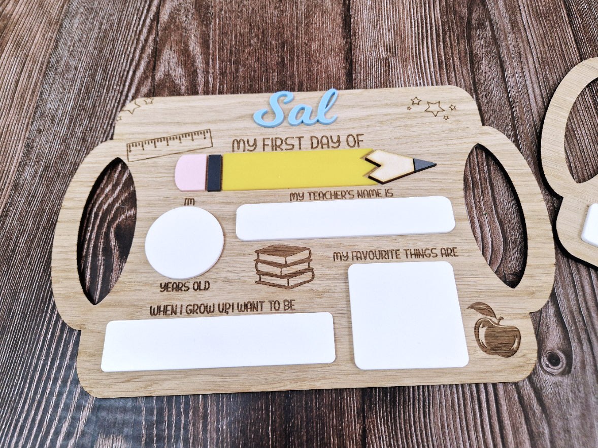 Personalised reusable first day of school sign