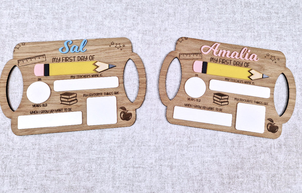 Personalised reusable first day of school sign