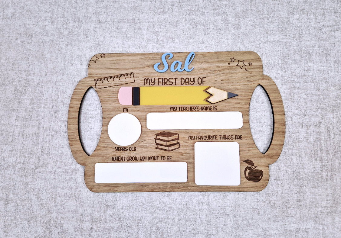 Personalised reusable first day of school sign