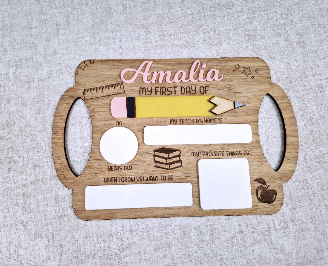 Personalised reusable first day of school sign