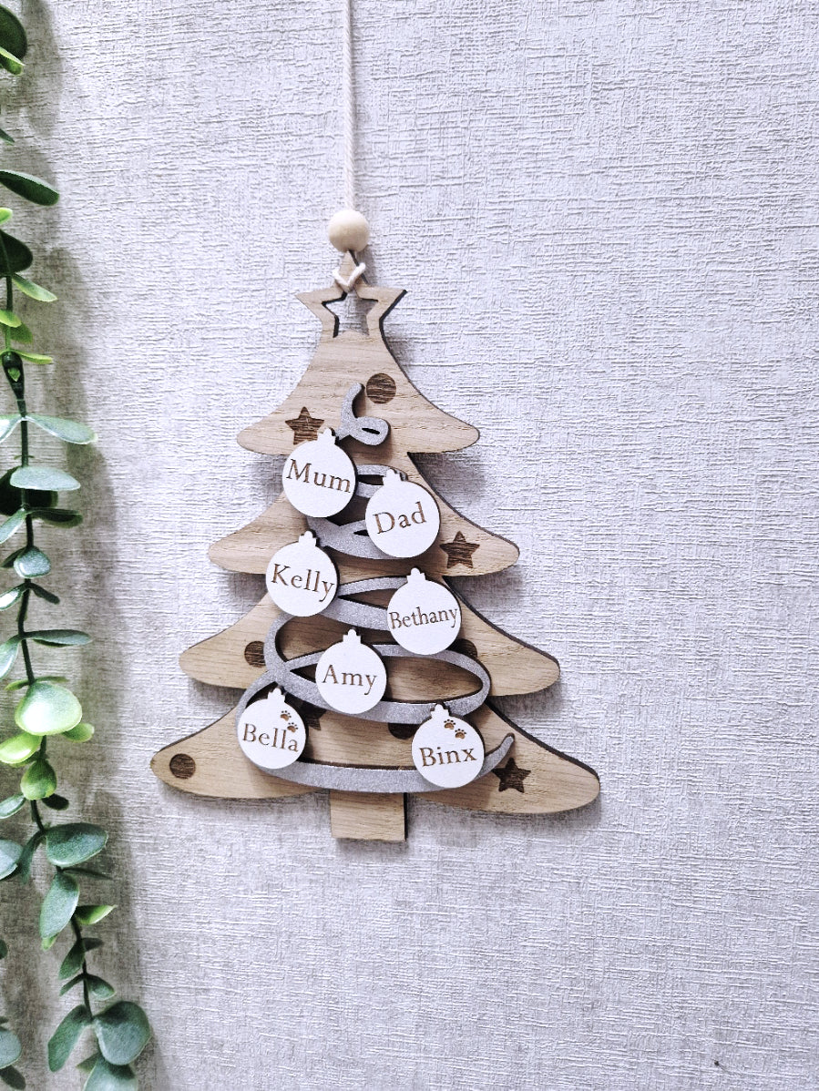 Personalised Wooden tree Christmas ornament