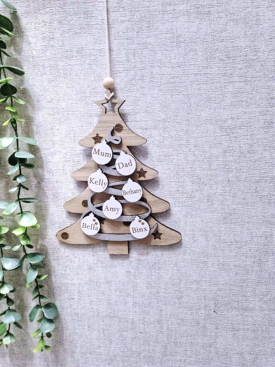 Personalised Wooden tree Christmas ornament