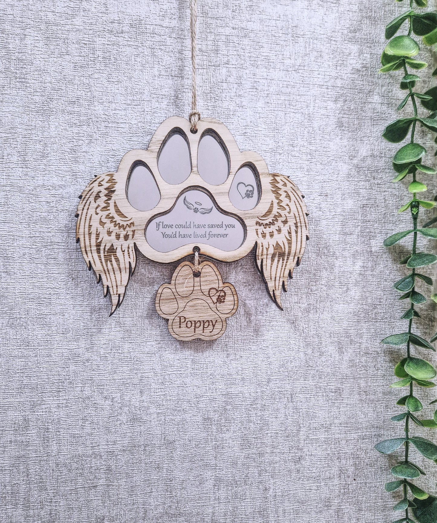 Personalised paw pet memorial