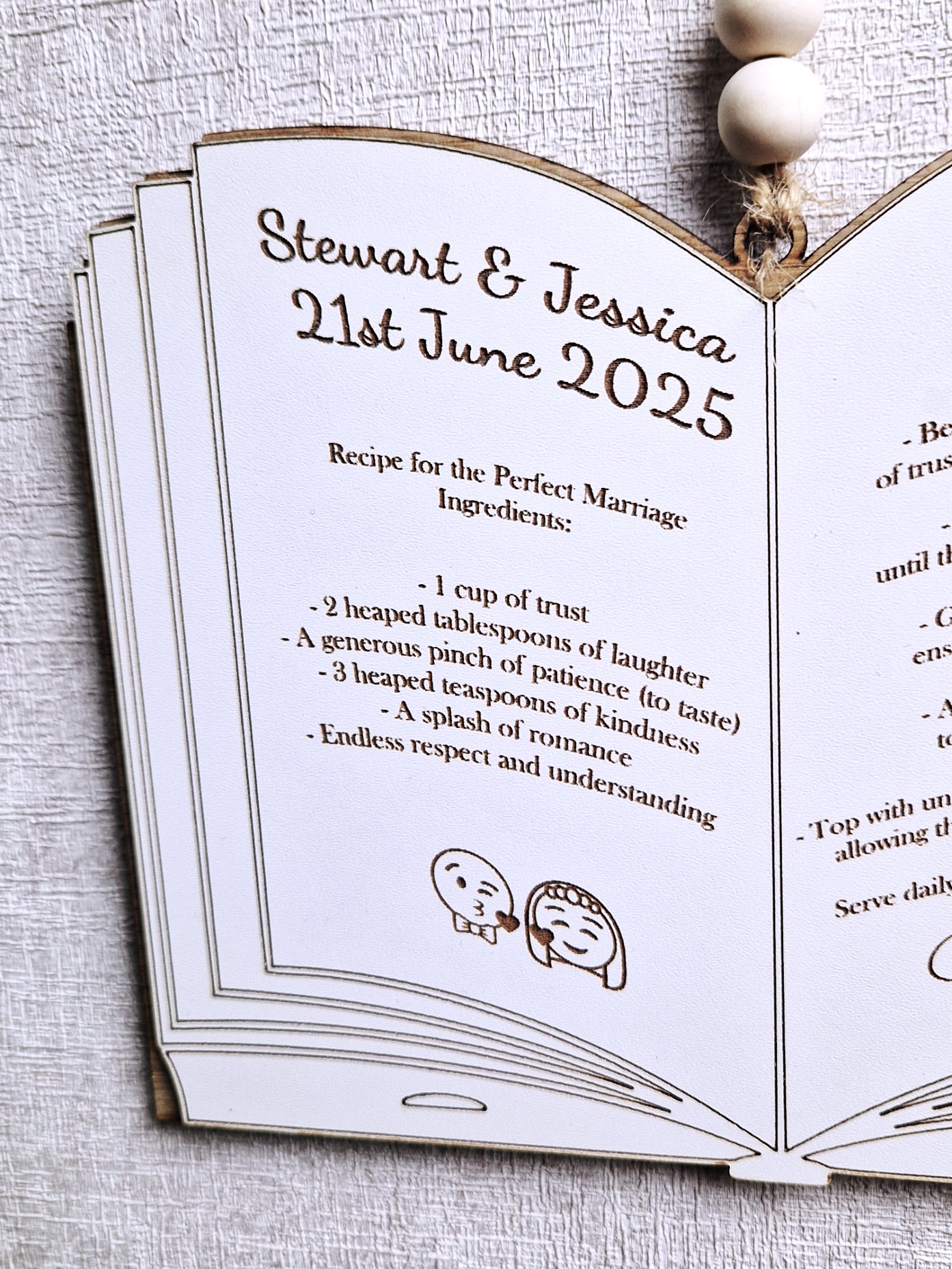 Personalised wooden Wedding menu gift plaque