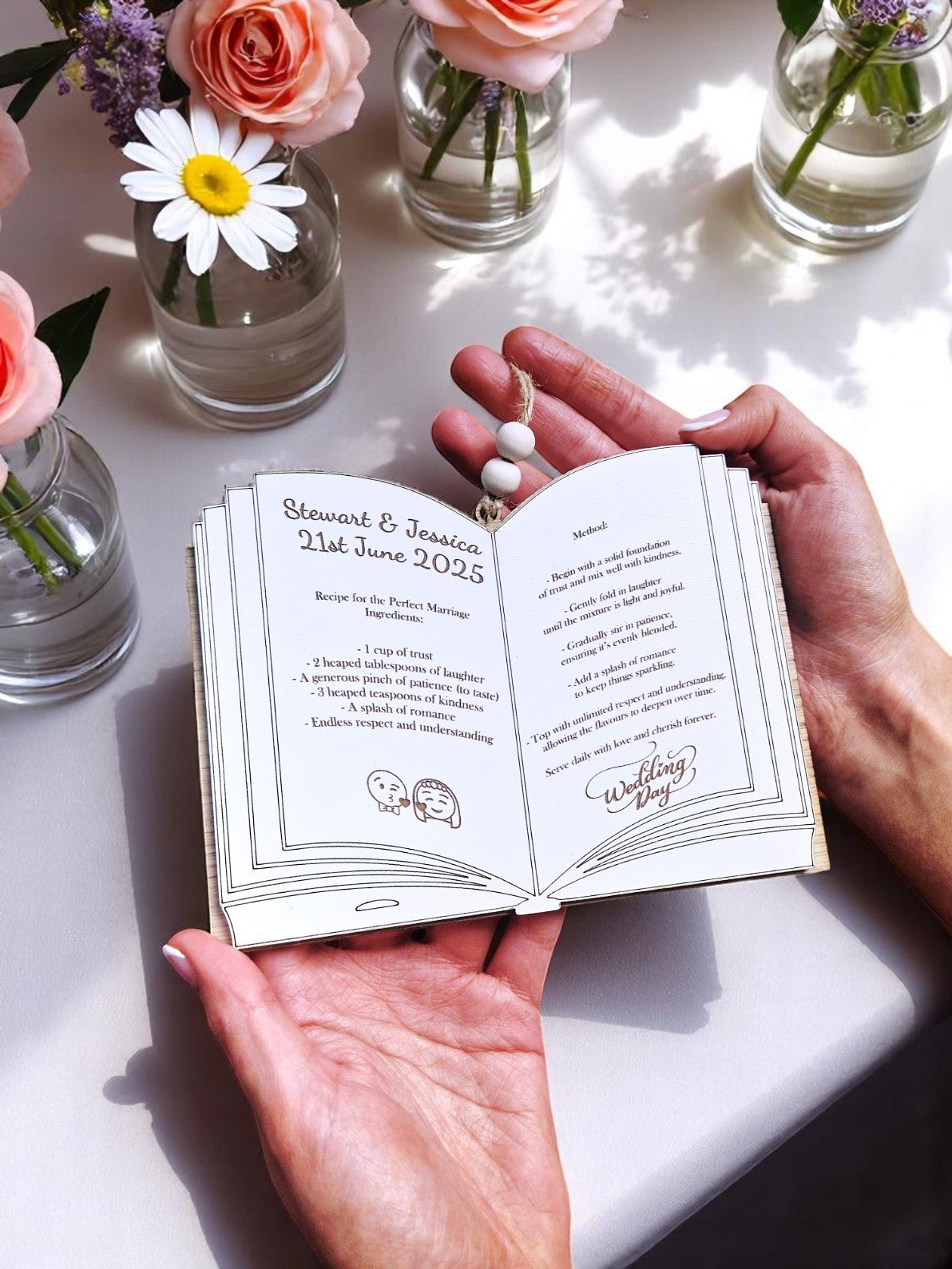 Personalised wooden Wedding menu gift plaque