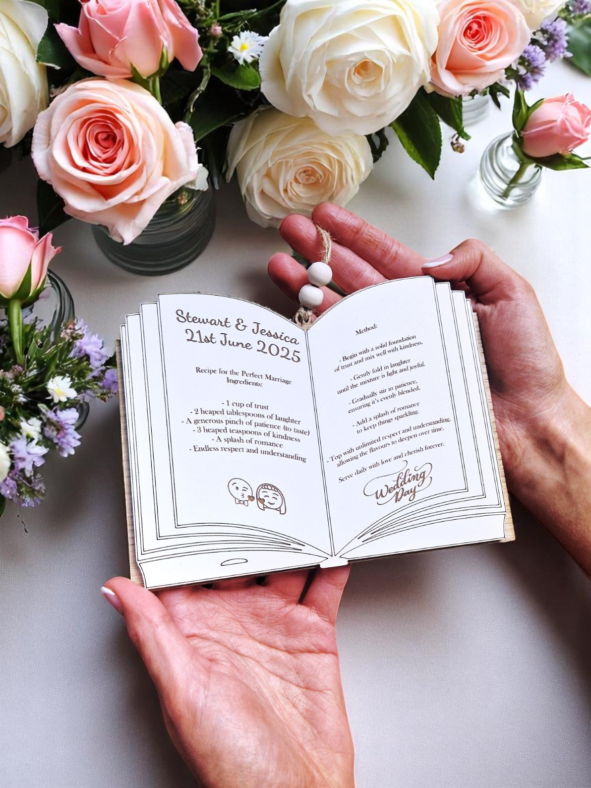 Personalised wooden Wedding menu gift plaque