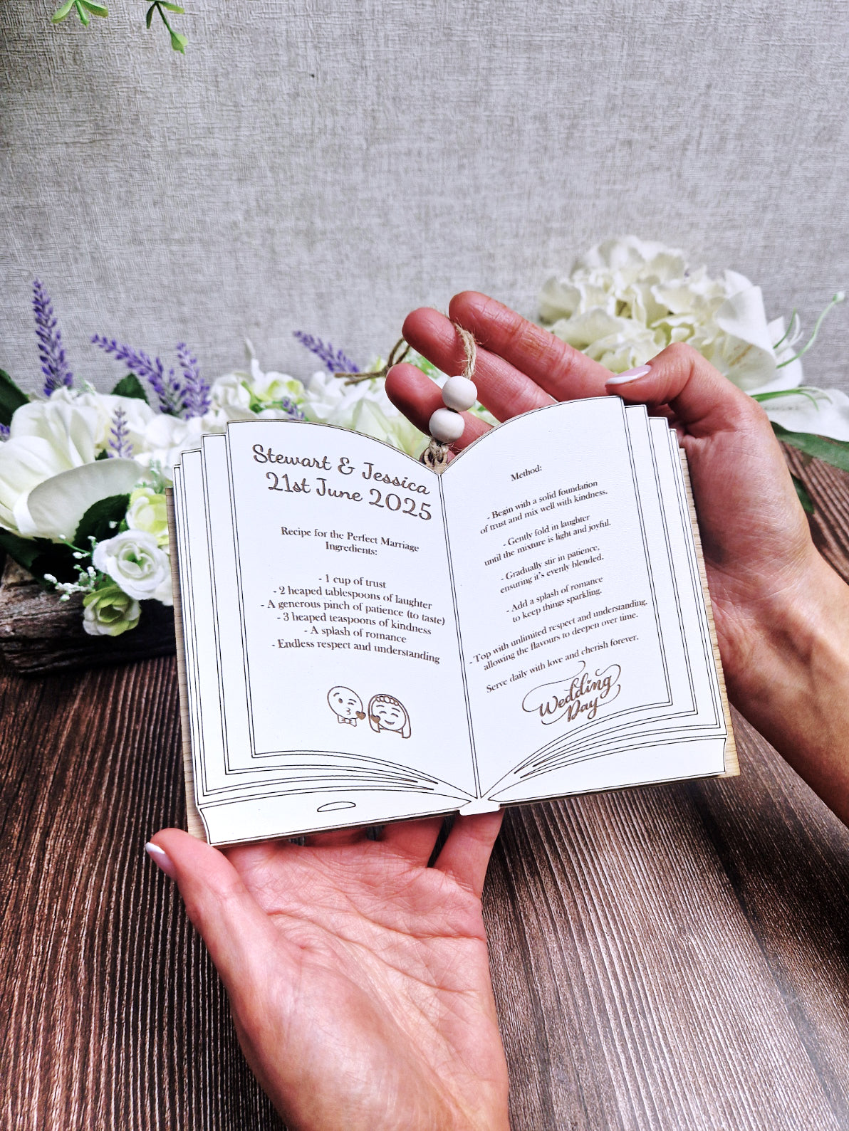 Personalised wooden Wedding menu gift plaque
