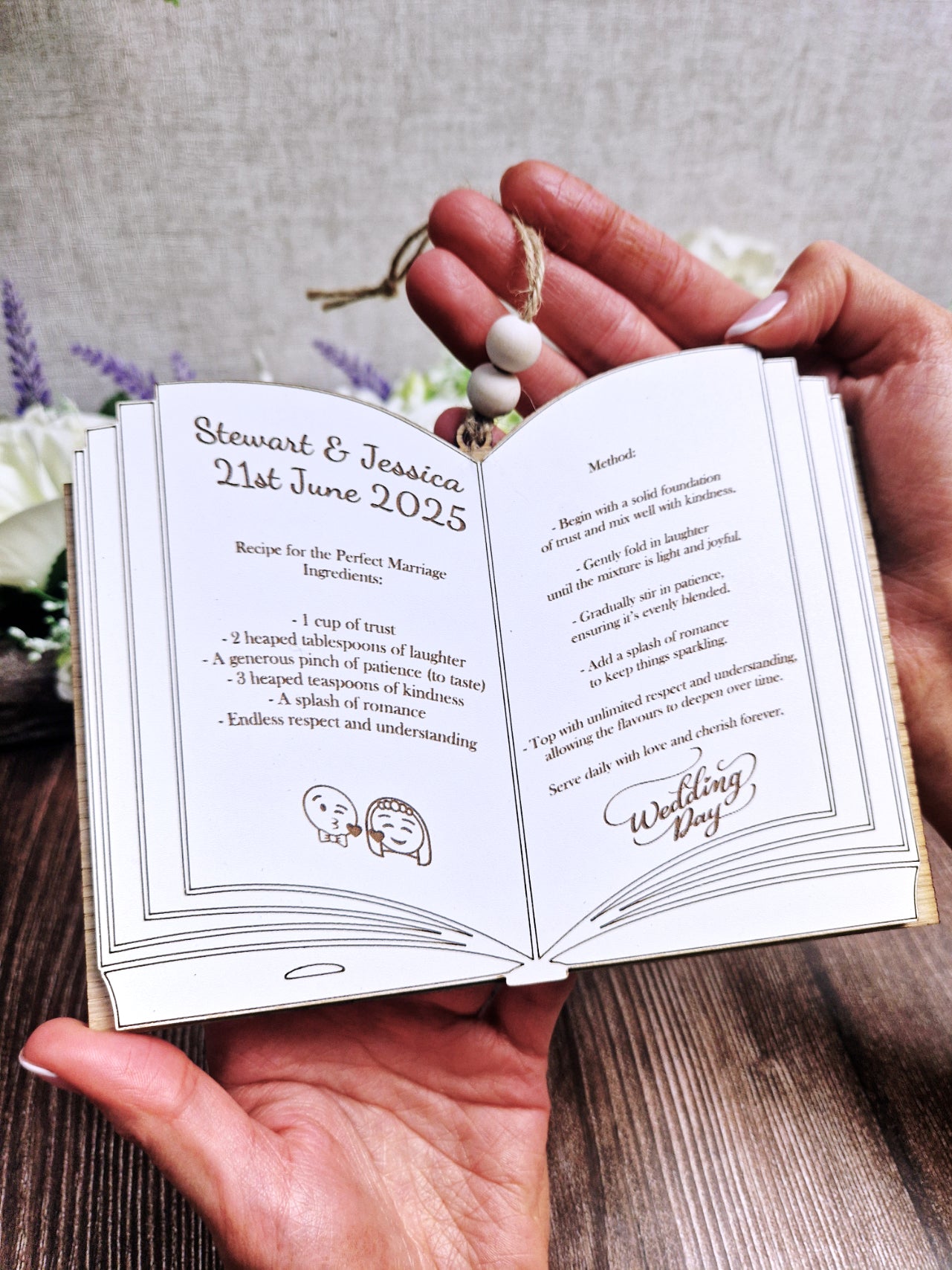 Personalised wooden Wedding menu gift plaque