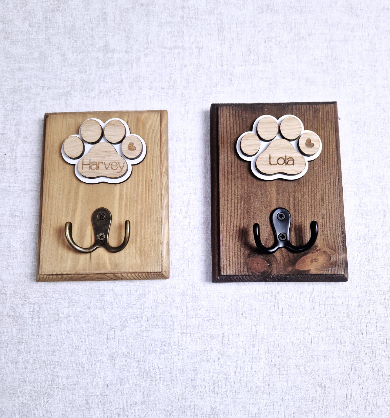 Personalised wooden dog leash hanger,.
