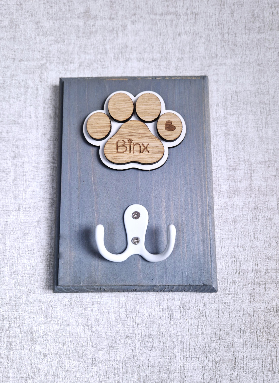 Personalised wooden dog leash hanger,.