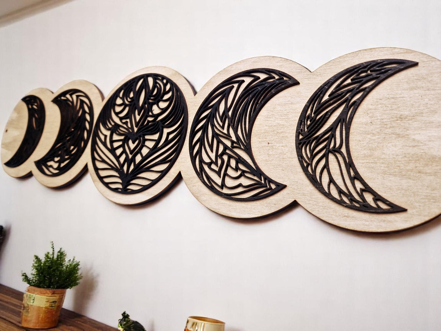 Geometric moon phase wall art