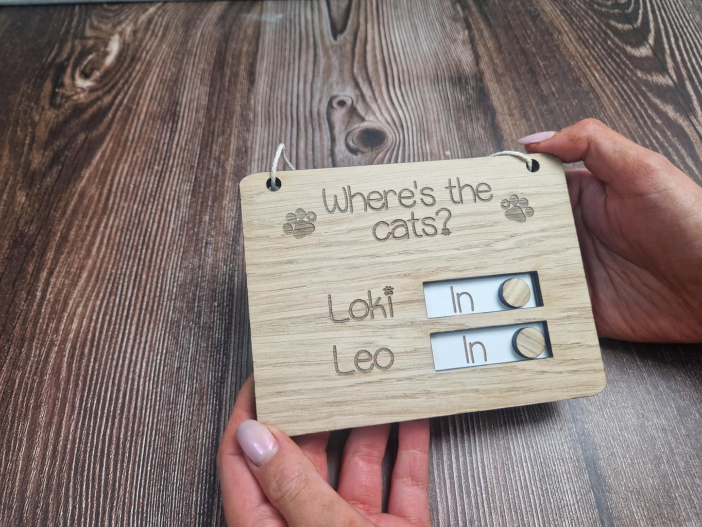 Personalised Wooden Cat In/Out Tracker Sign