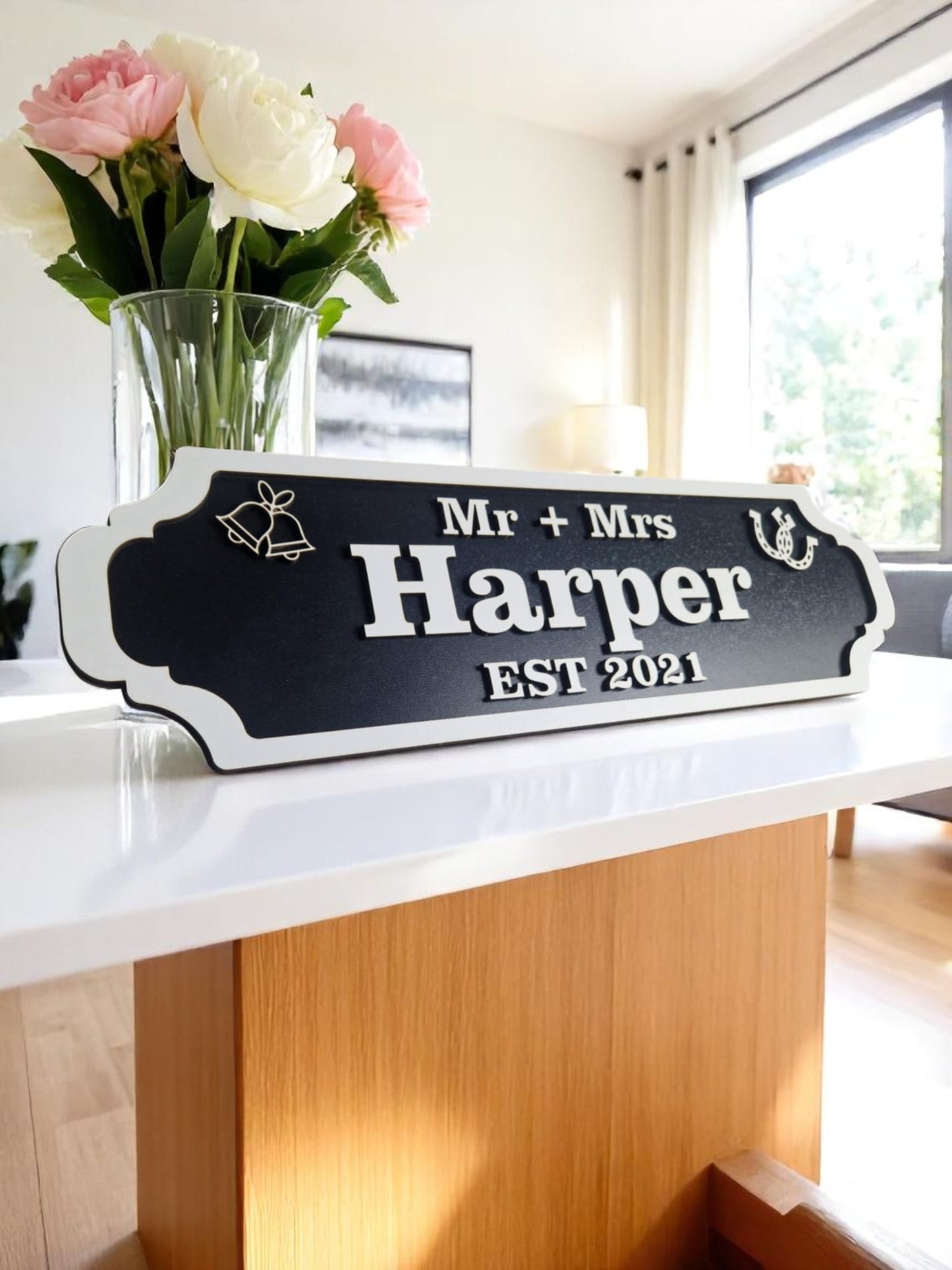 Personalised couples railway style sign