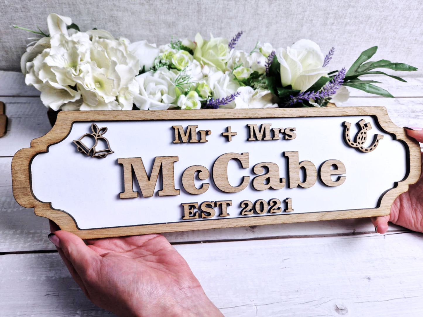 Personalised couples railway style sign