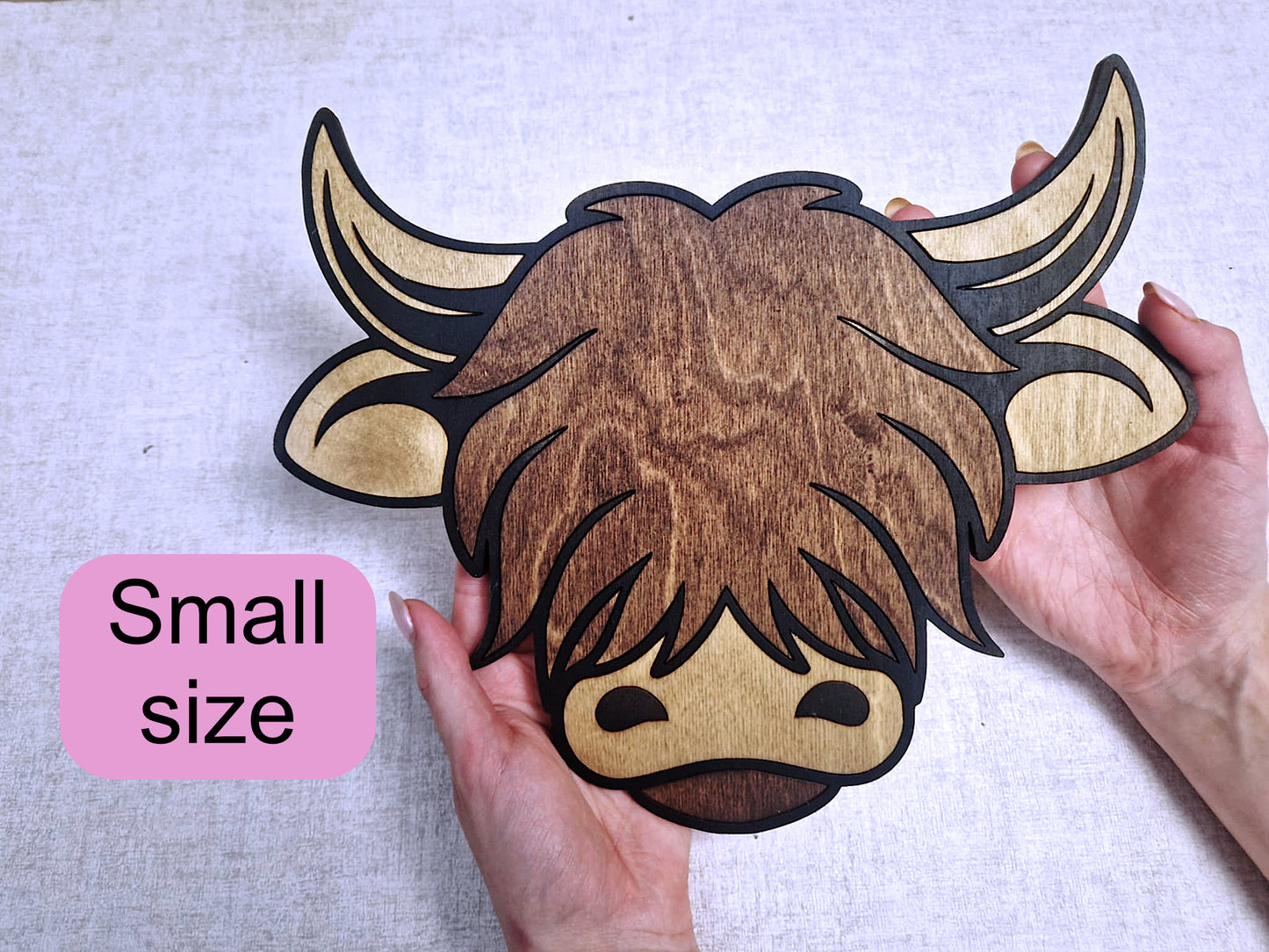 Wooden Highland cow wall art