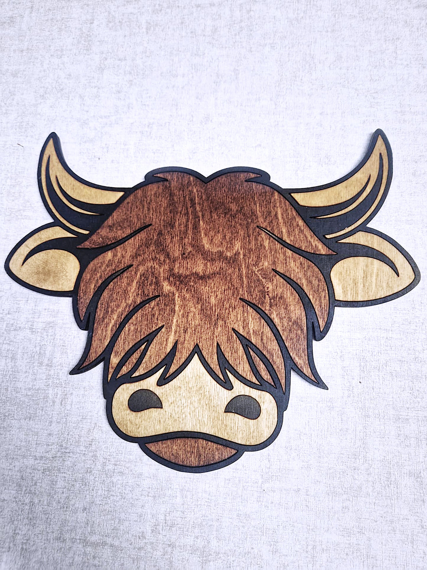 Wooden Highland cow wall art