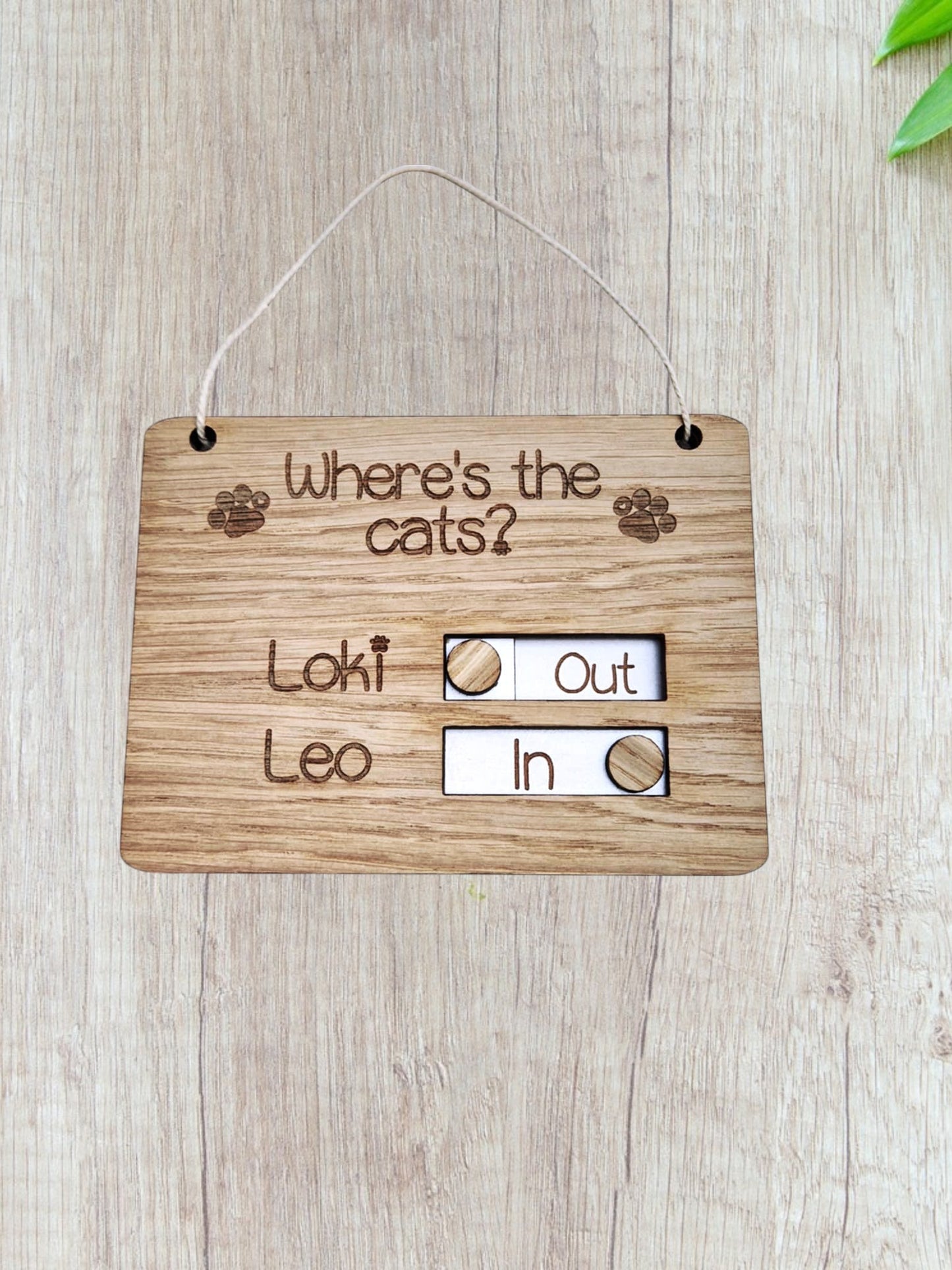 Personalised Wooden Cat In/Out Tracker Sign