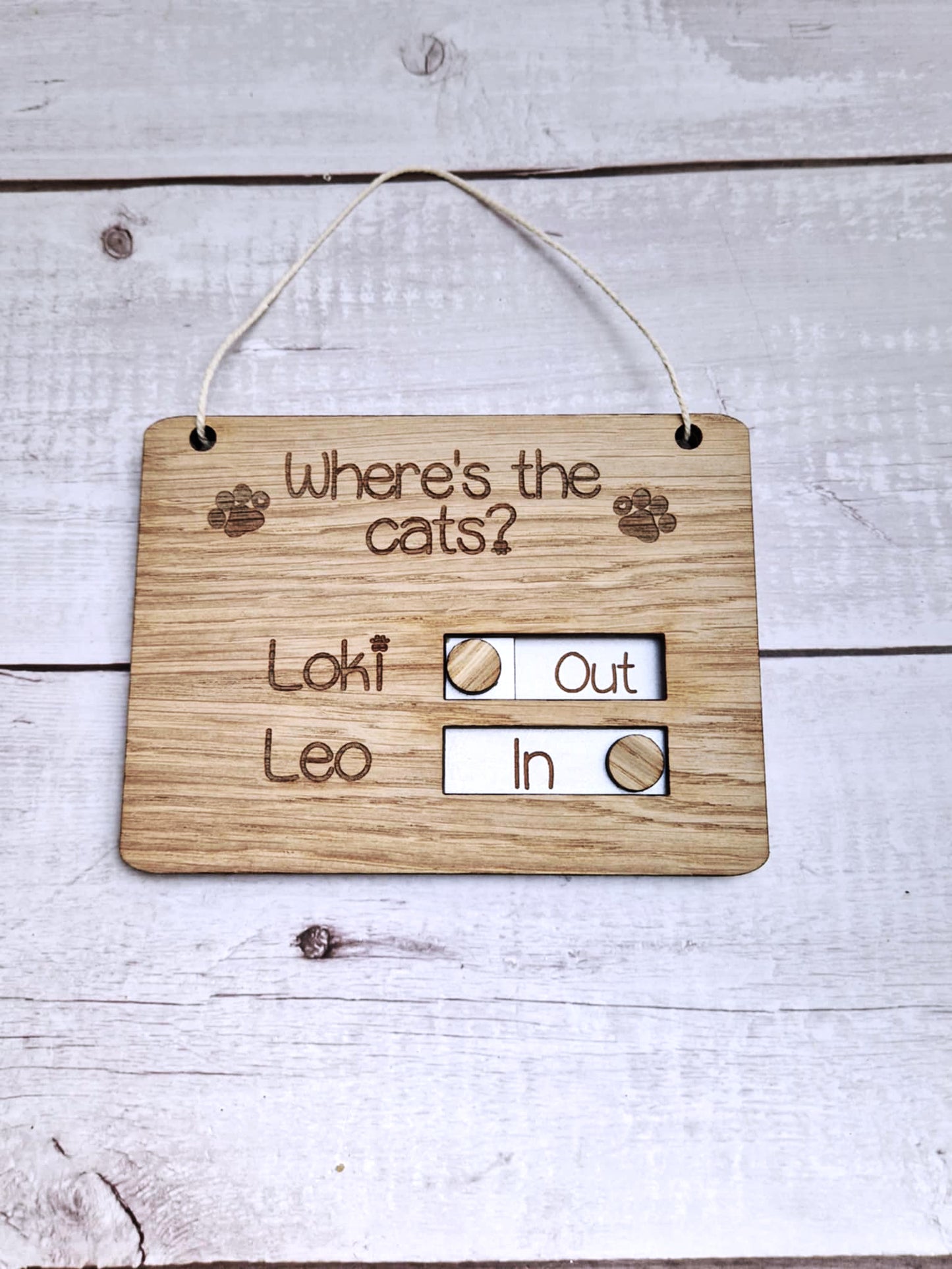 Personalised Wooden Cat In/Out Tracker Sign