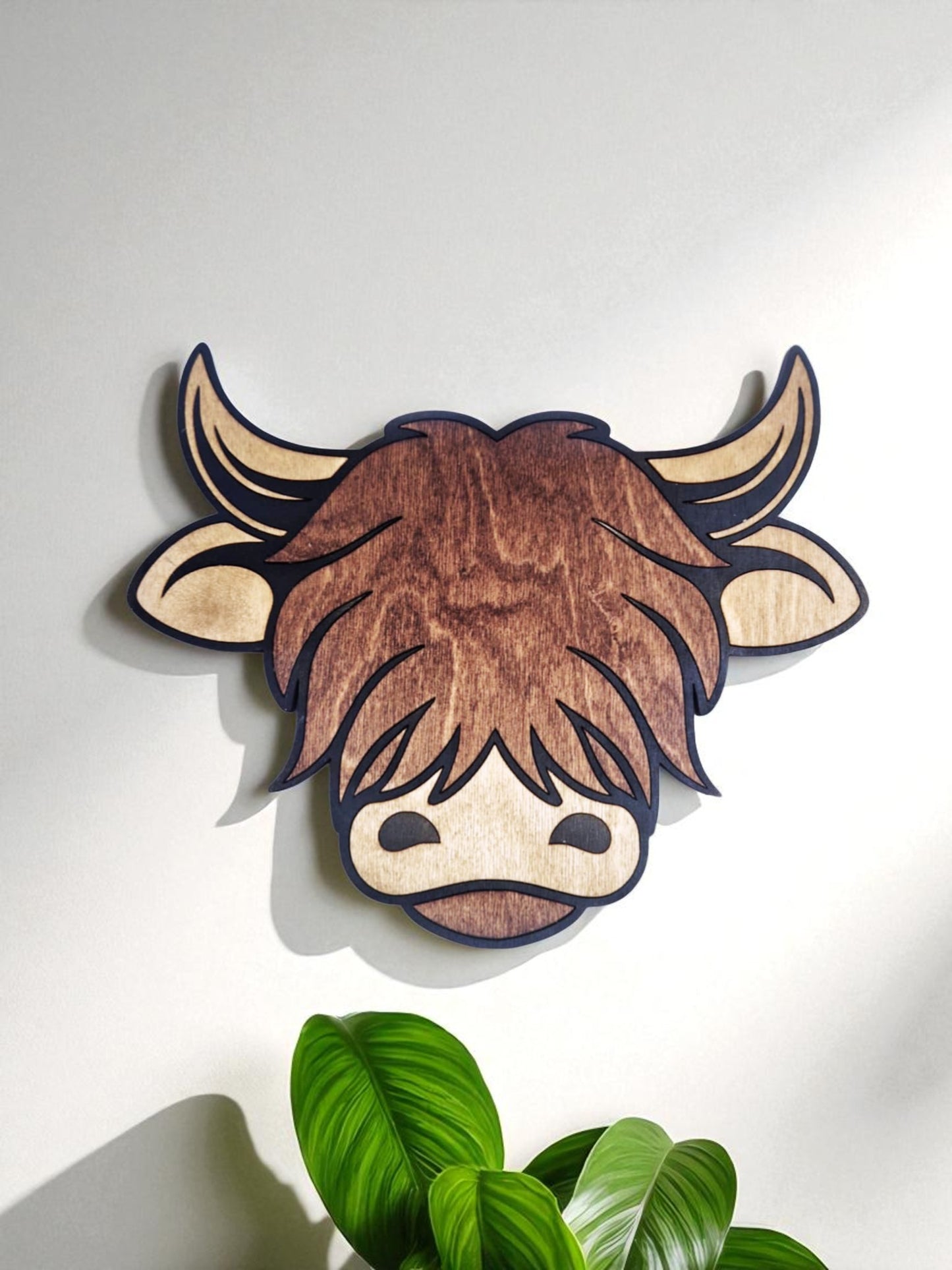 Wooden Highland cow wall art