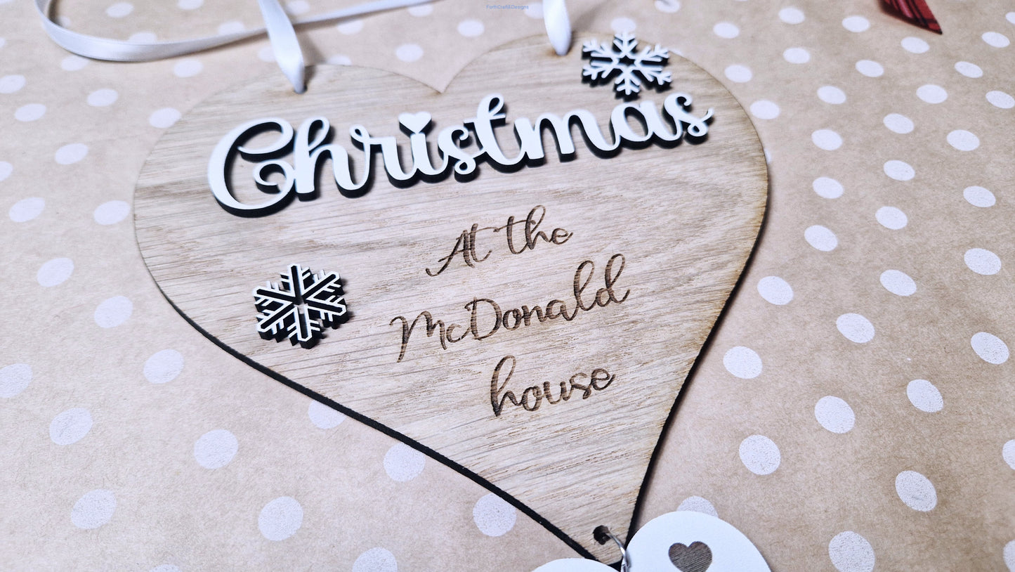 Personalised Christmas family wall ornament