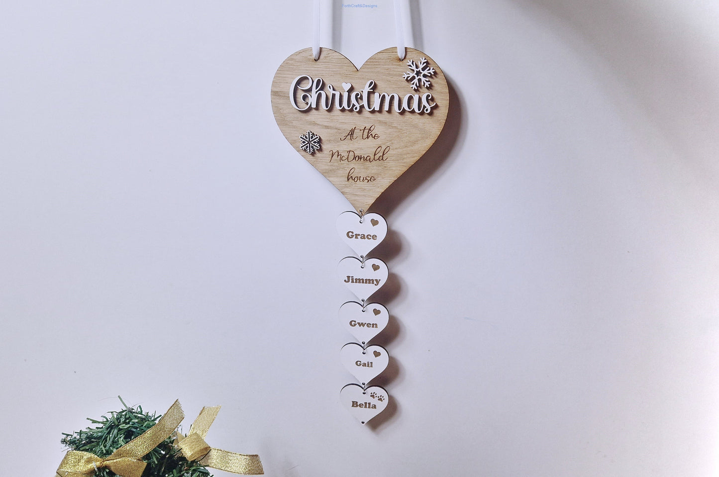 Personalised Christmas family wall ornament