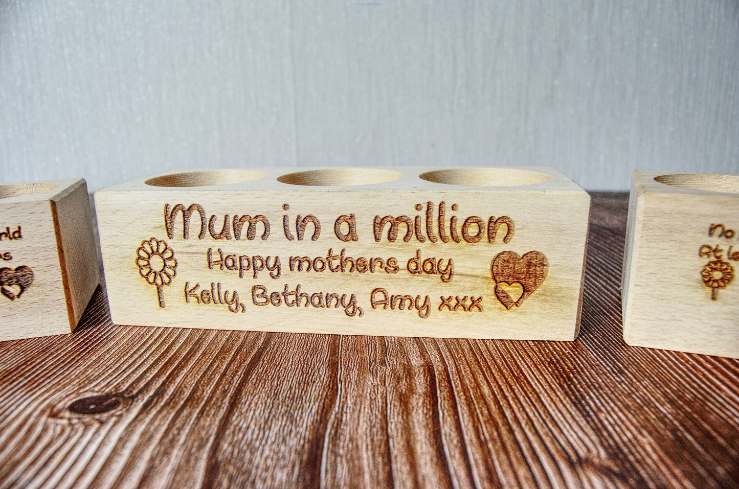Mothers day gifts, wooden tea light holders