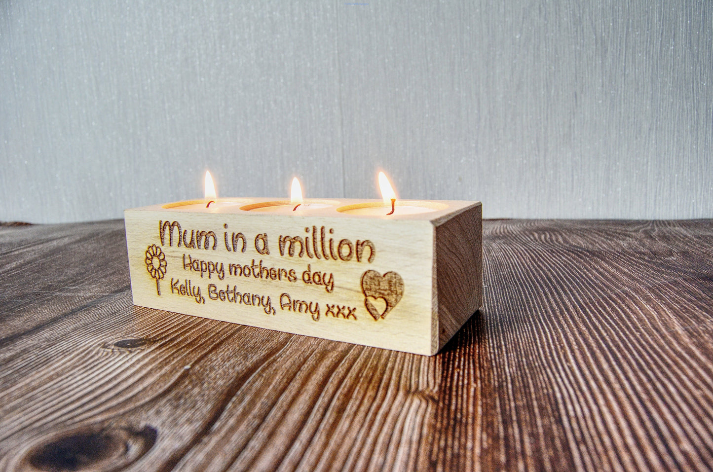 Mothers day gifts, wooden tea light holders