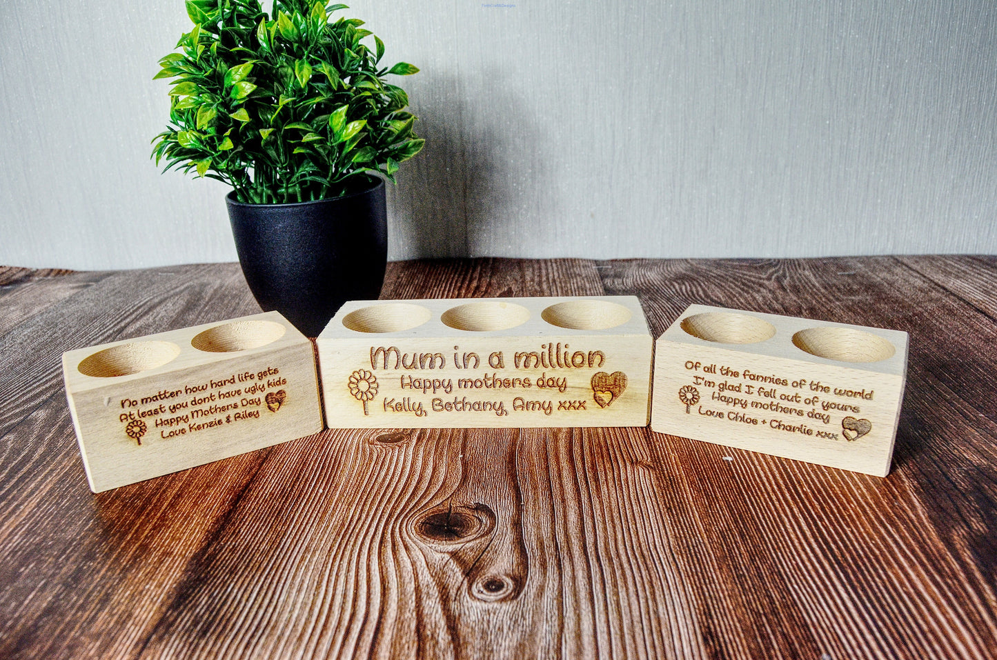 Mothers day gifts, wooden tea light holders