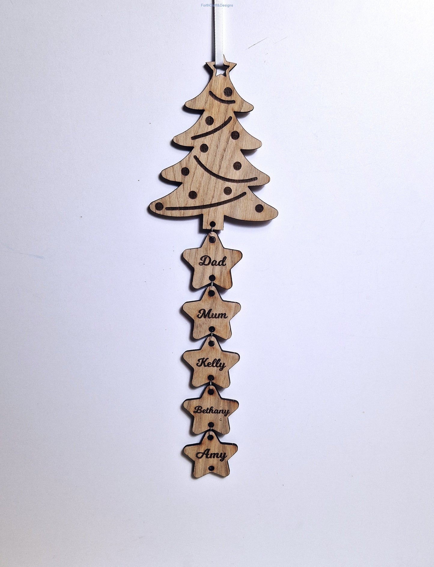 Personalised Christmas tree wall hanging.
