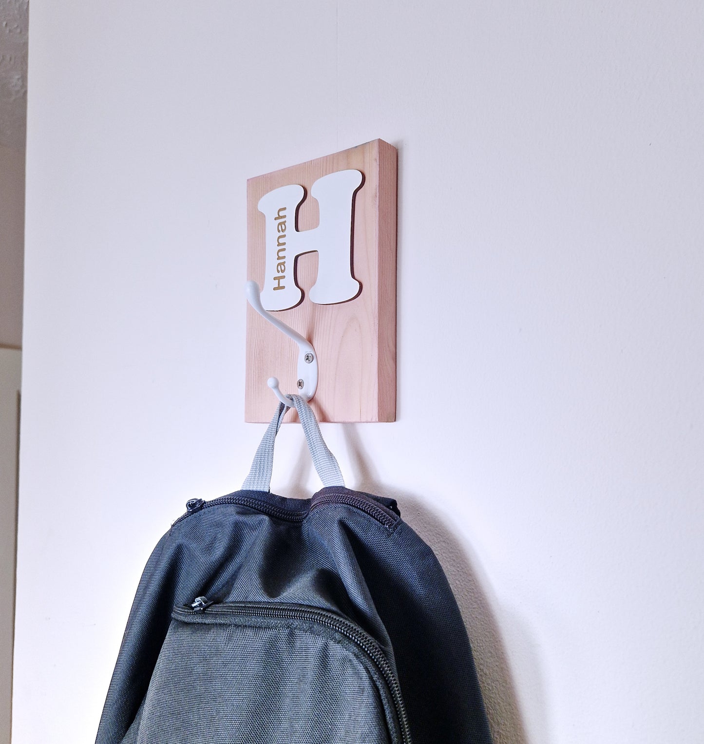Personalised childrens coat and bag hook