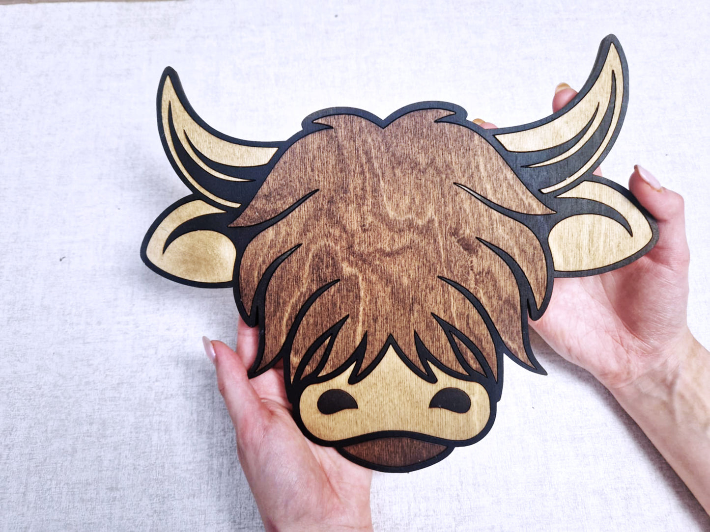 Wooden Highland cow wall art