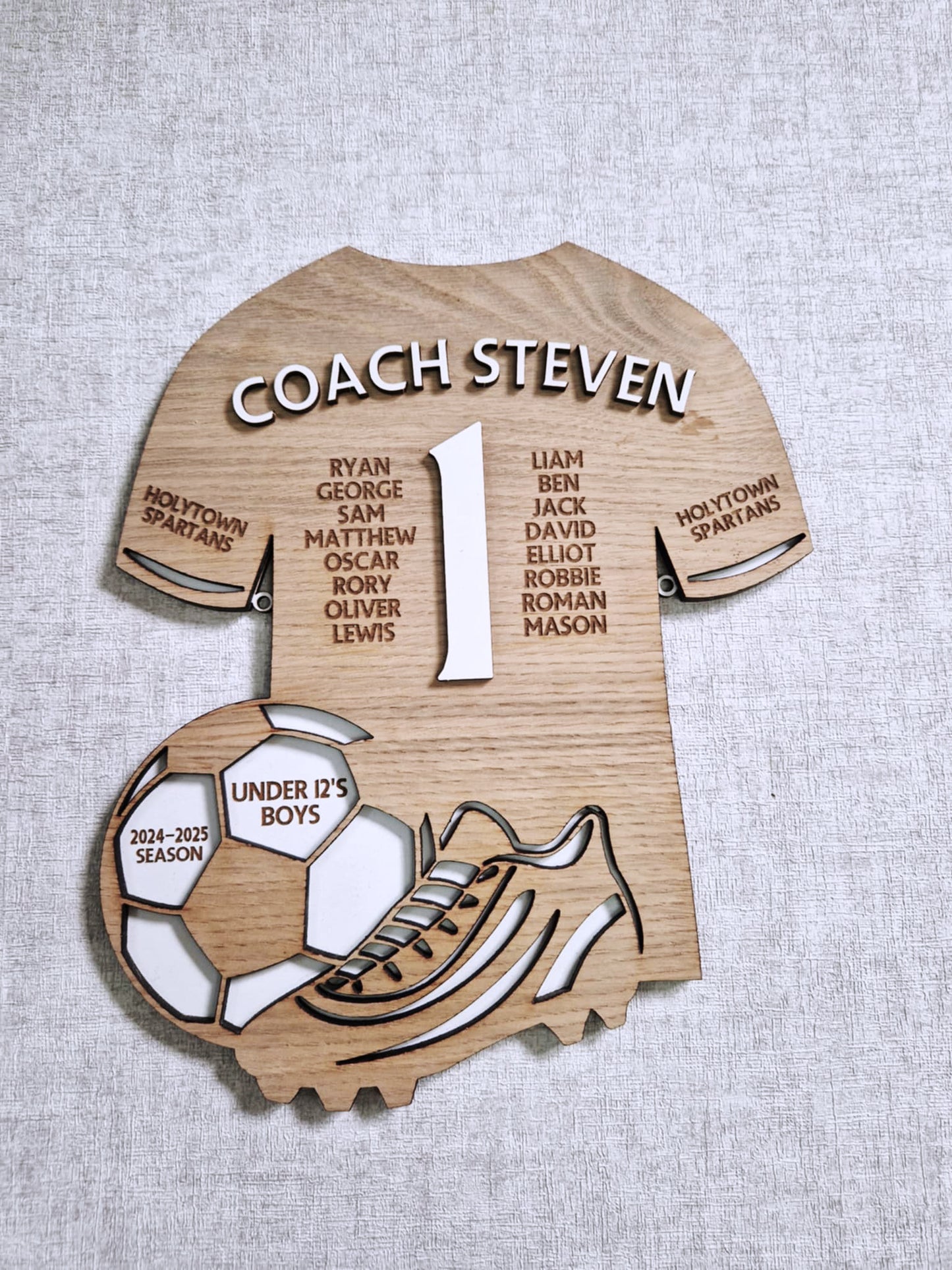 Personalised Wooden Football Coach Plaque – Team Jersey Keepsake Gift