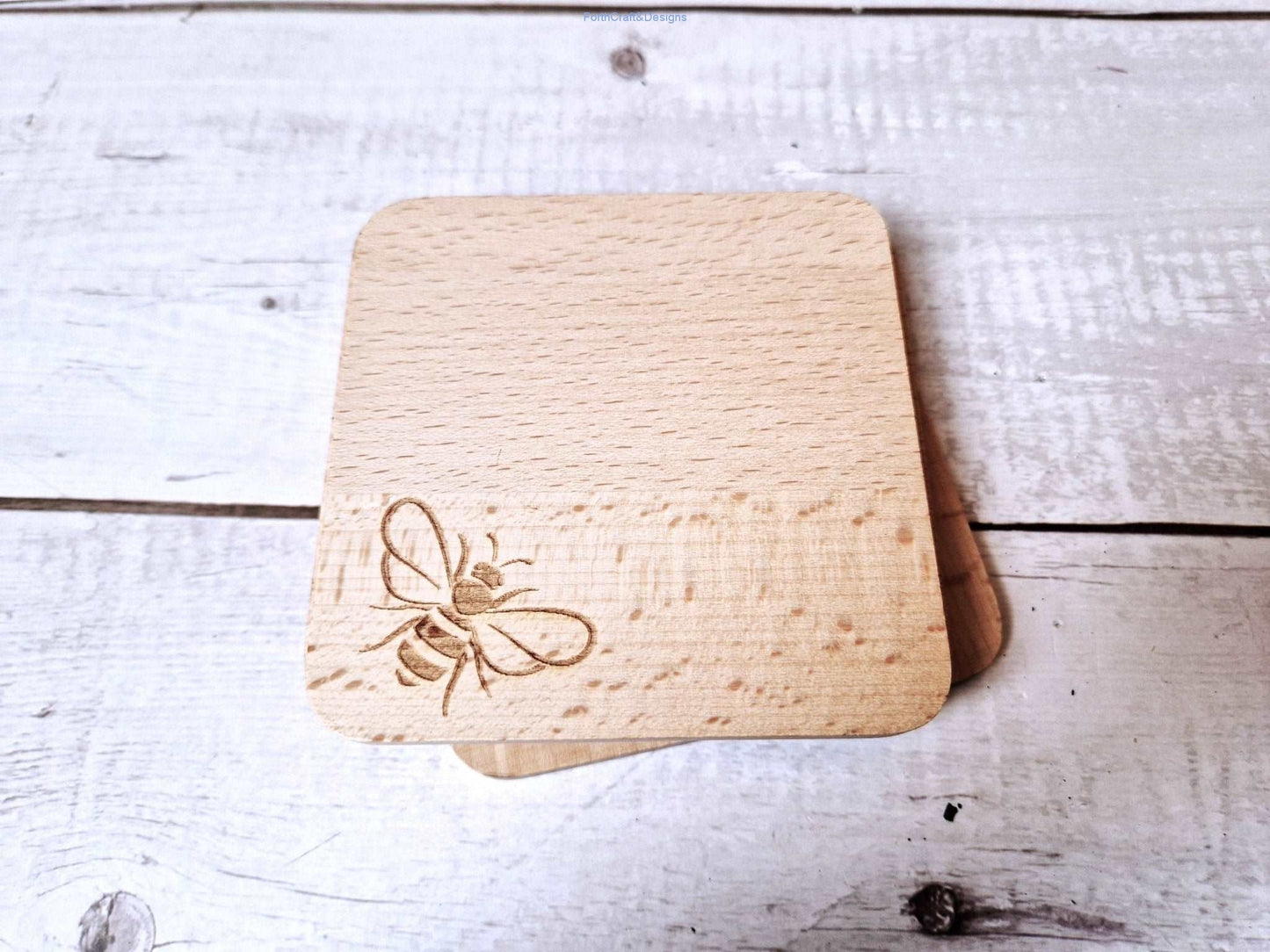 Beechwood bee coaster set