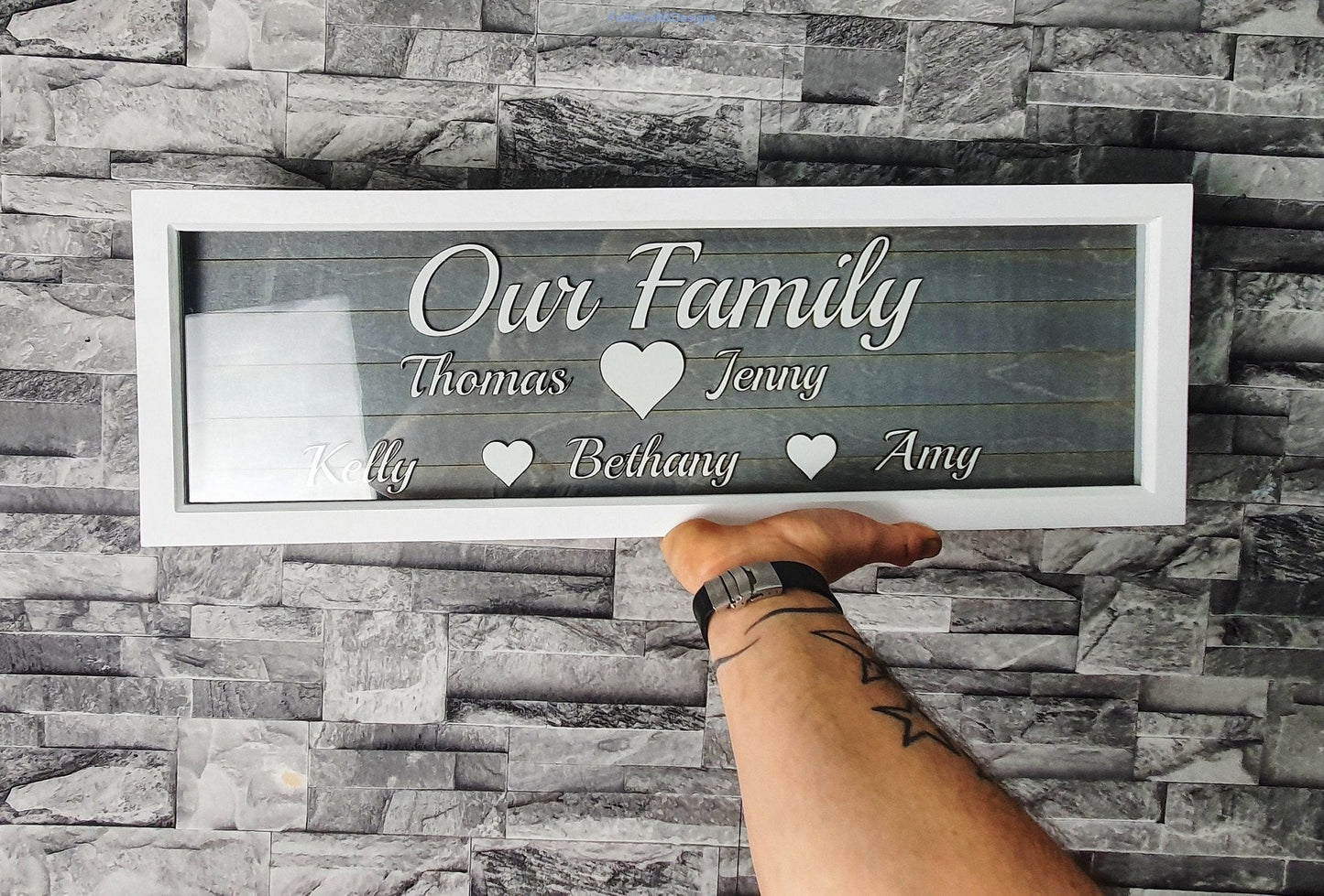 Large Personalised our family framed picture.