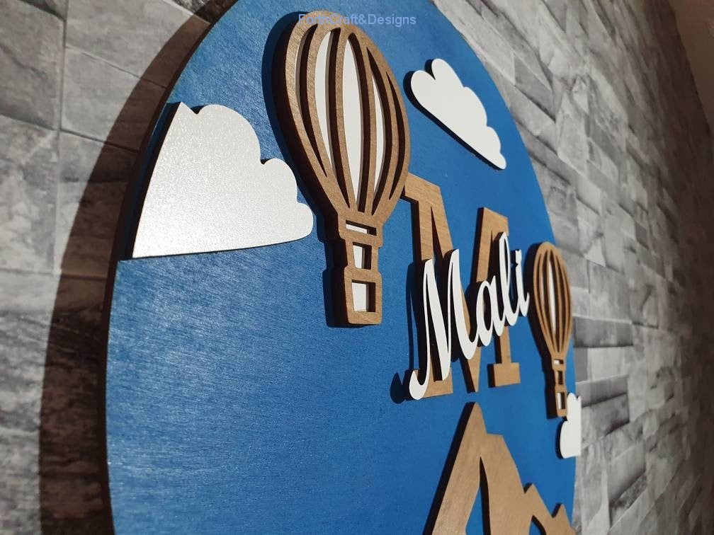 Large wooden kids nursery name sign