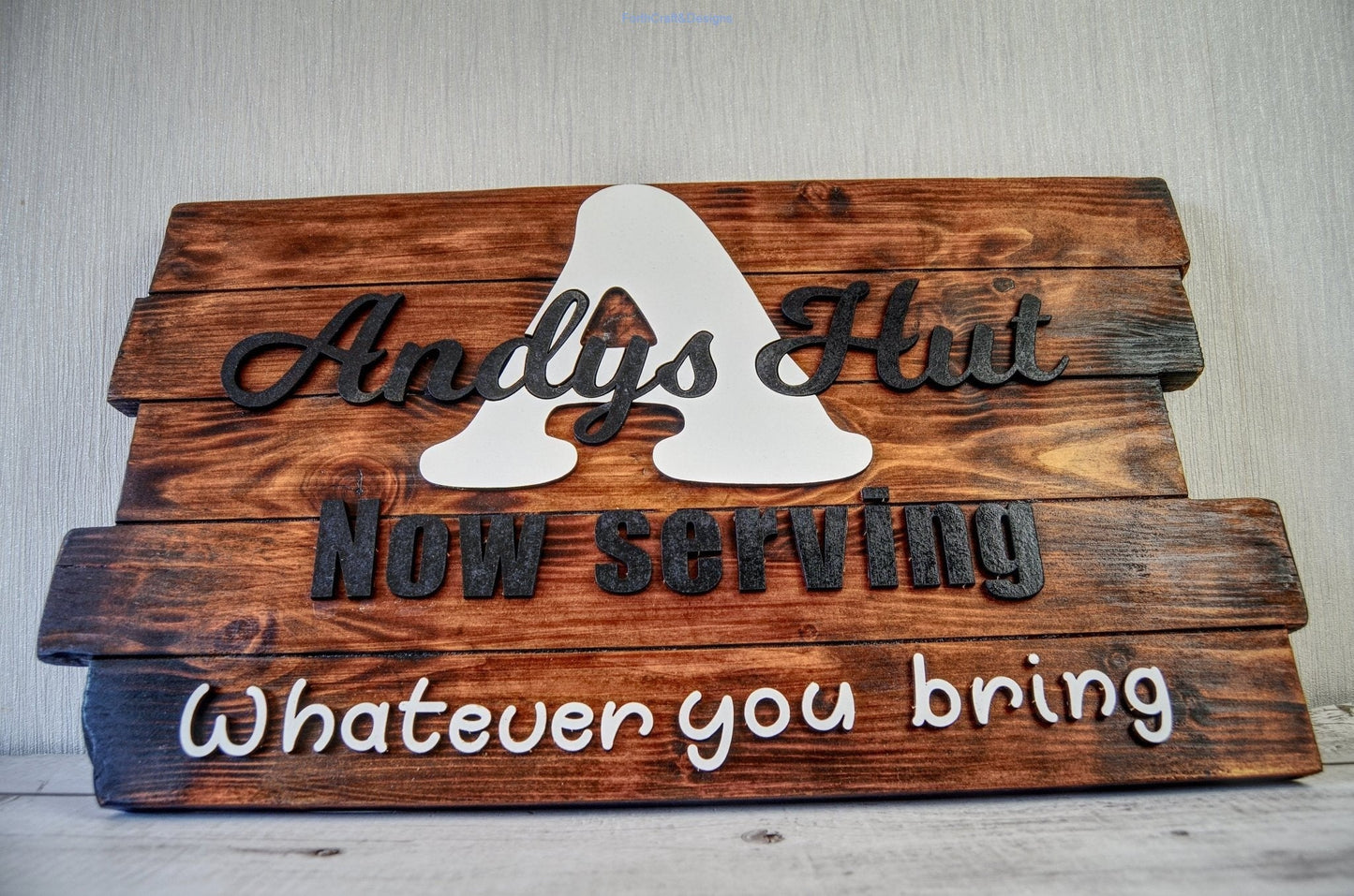 Large wooden rustic bar sign