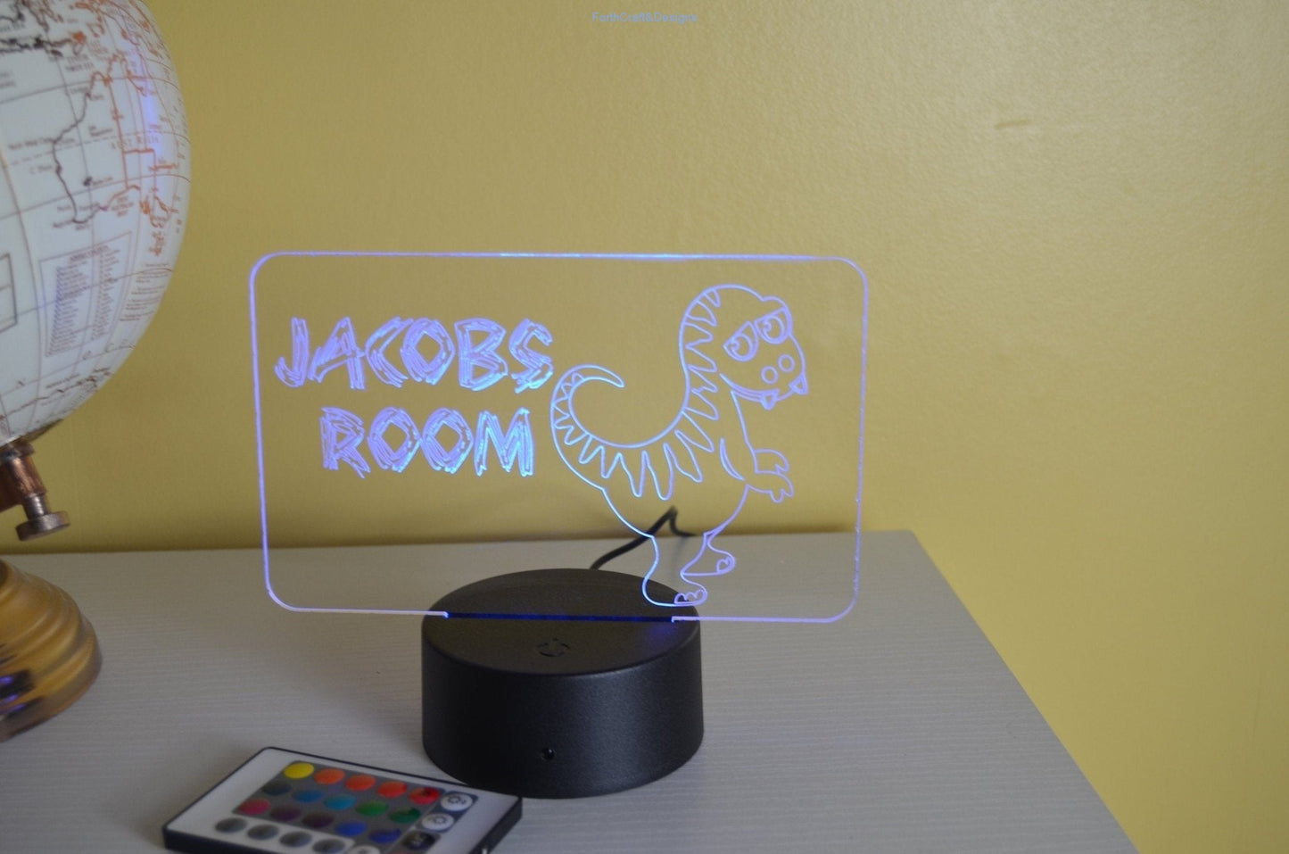 LED night light , personalised sign, custom dinosaur themed ,