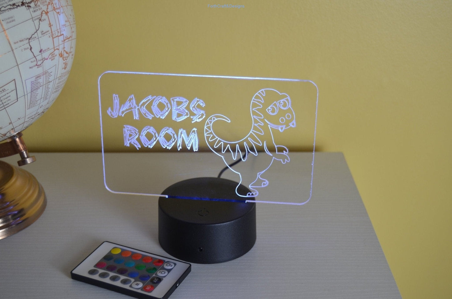 LED night light , personalised sign, custom dinosaur themed ,