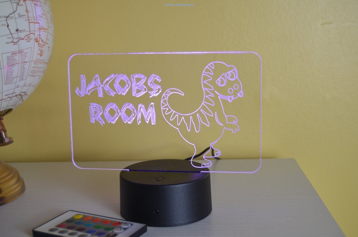 LED night light , personalised sign, custom dinosaur themed ,