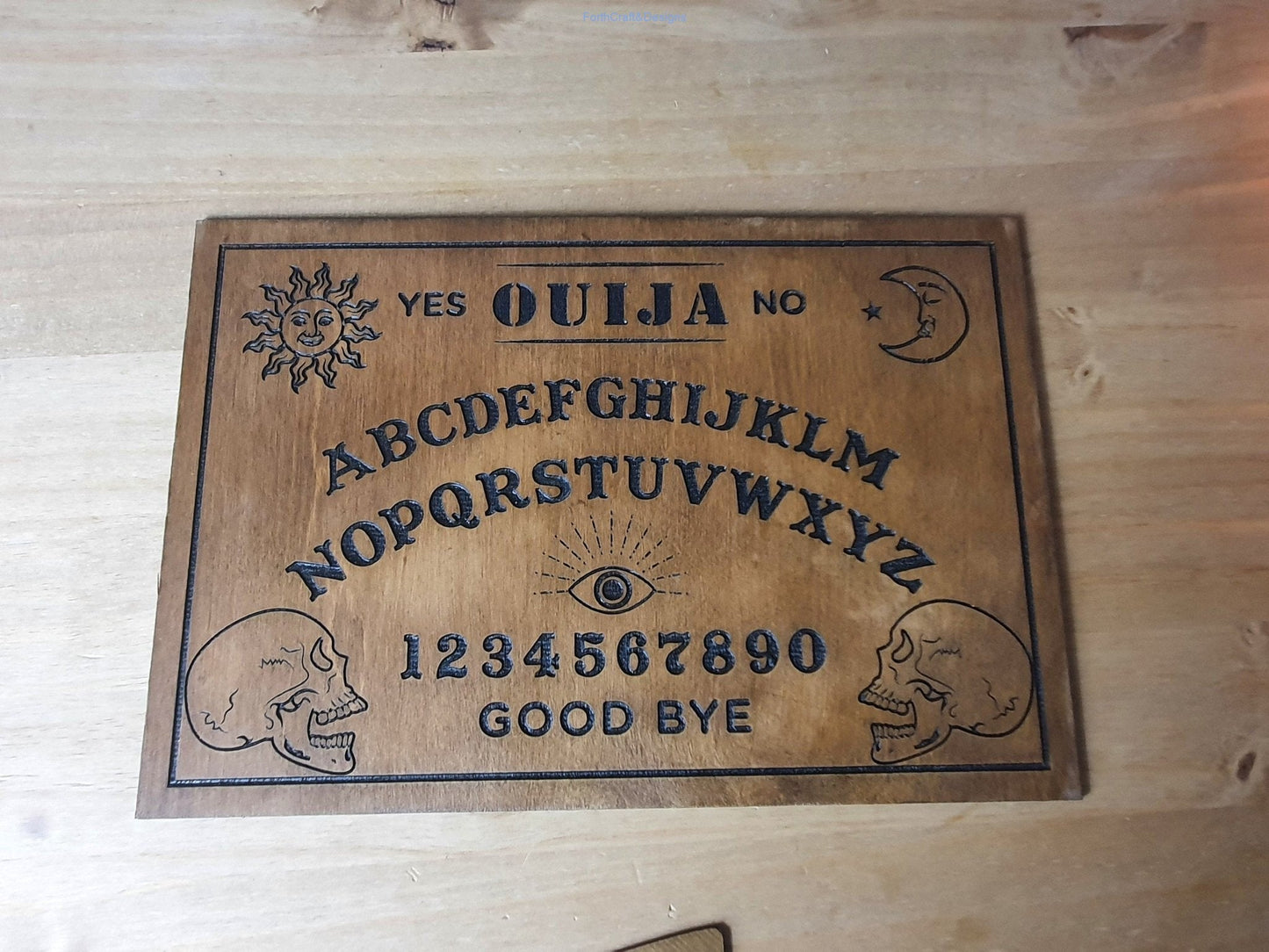 Ouija board, handmade wooden party game, Halloween board game
