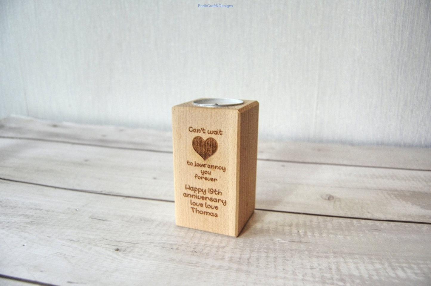 Personalised Anniversary tea light holder