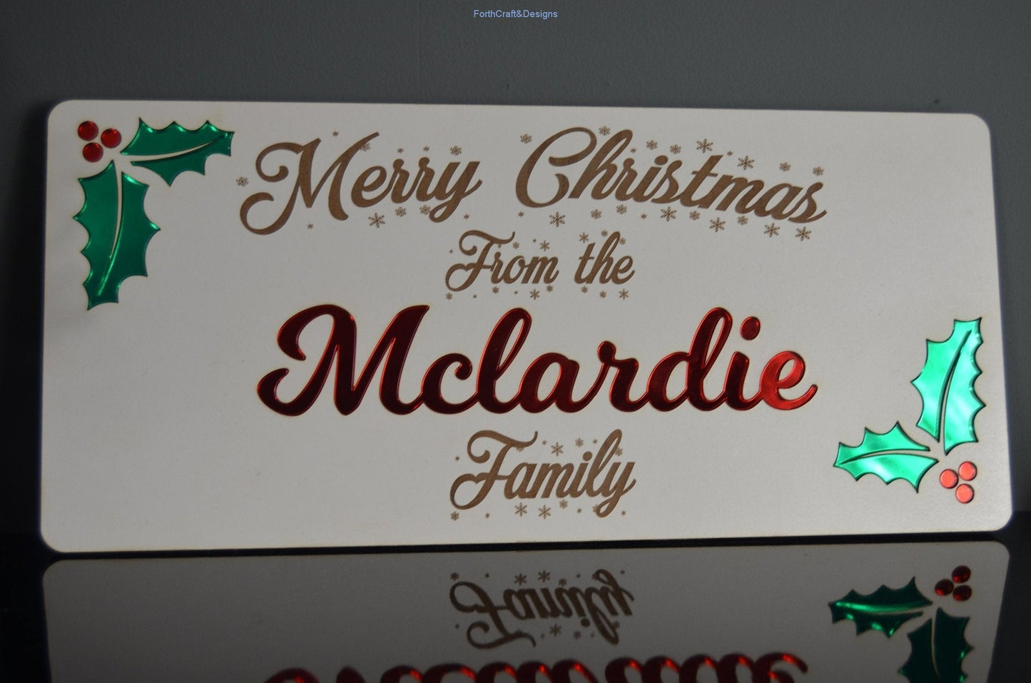 Personalised christmas family name sign,