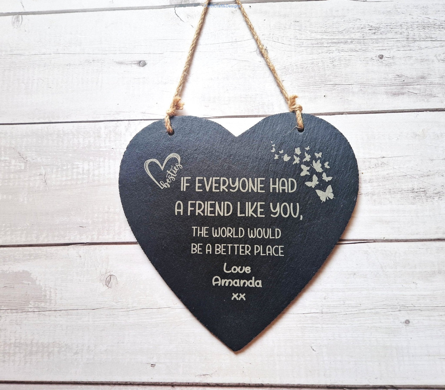 Personalised friend Slate heart gift
