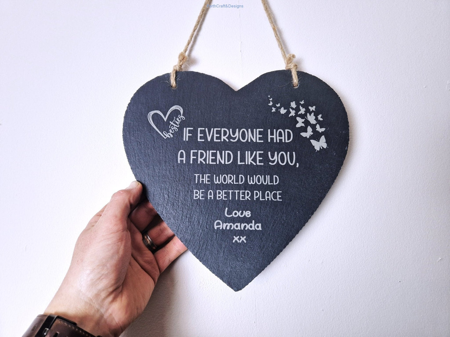 Personalised friend Slate heart gift