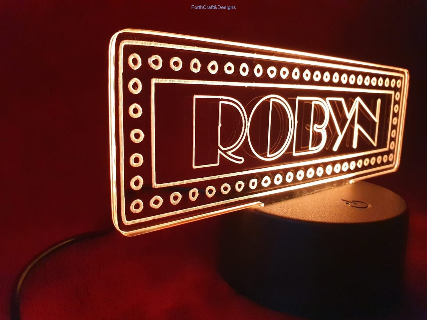 Personalised LED night light in broadway theme,
