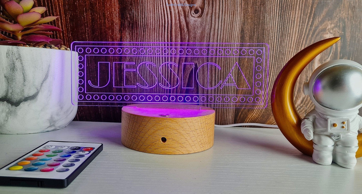 Personalised LED night light in broadway theme,