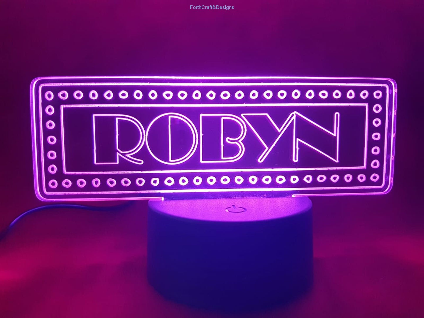 Personalised LED night light in broadway theme,